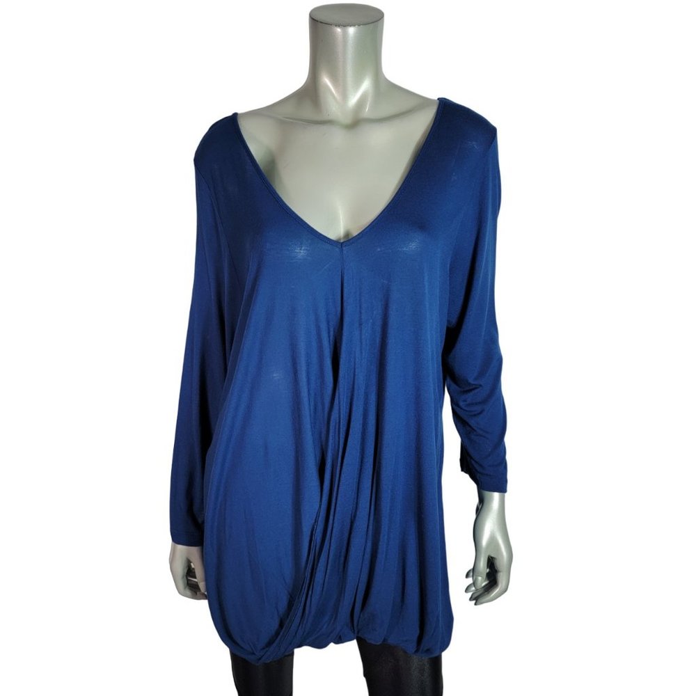 Lane Bryant Top Plus Size 22/24 Faux Wrap Micro Modal Lightweight Stretch Blue